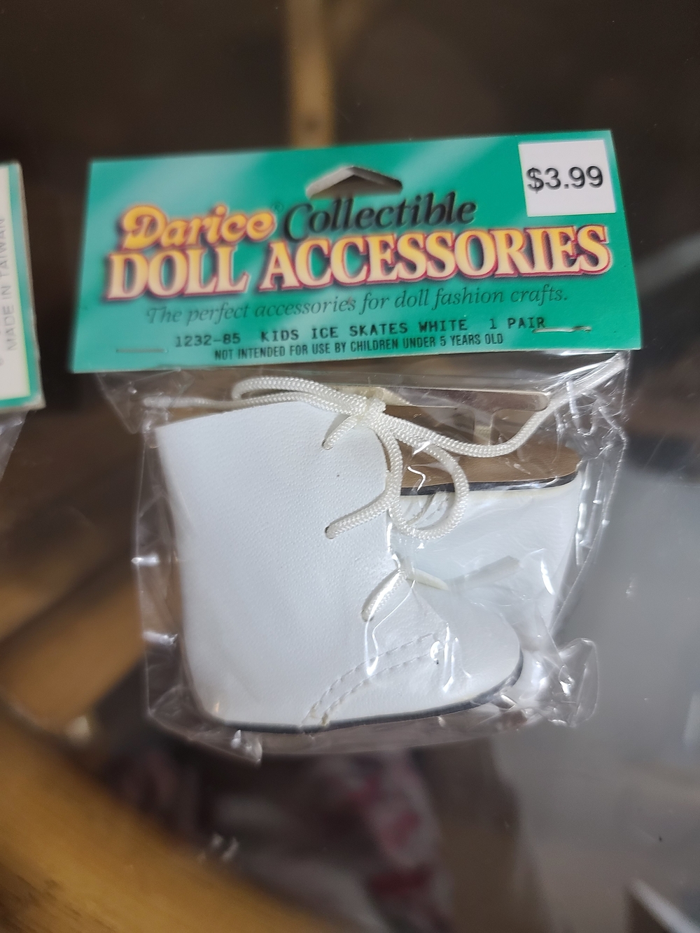 One Pair Darice Collectible Doll Ice Skates - White
